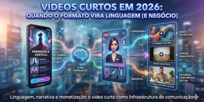 Vídeos curtos em 2026: quando o formato vira linguagem (e negócio)
